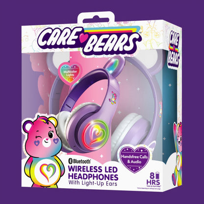Audífonos ajustables Care bears con luz led Bluetooth, inamalmbricos, touch control para adultos y niños