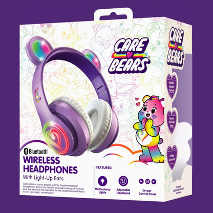 Audífonos ajustables Care bears con luz led Bluetooth, inamalmbricos, touch control para adultos y niños