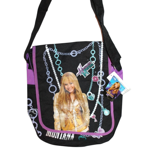 Años 2000s Hannah Montana Vintage Crossbody Bolso con cierre y velcro 39x35 cms aprox