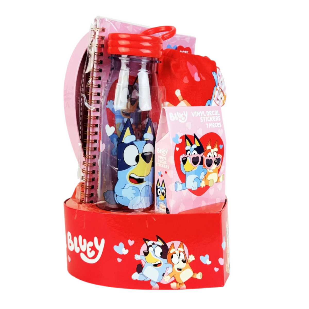 Bluey Giftset con stickers, estuche, libreta, botella y caja decorativa