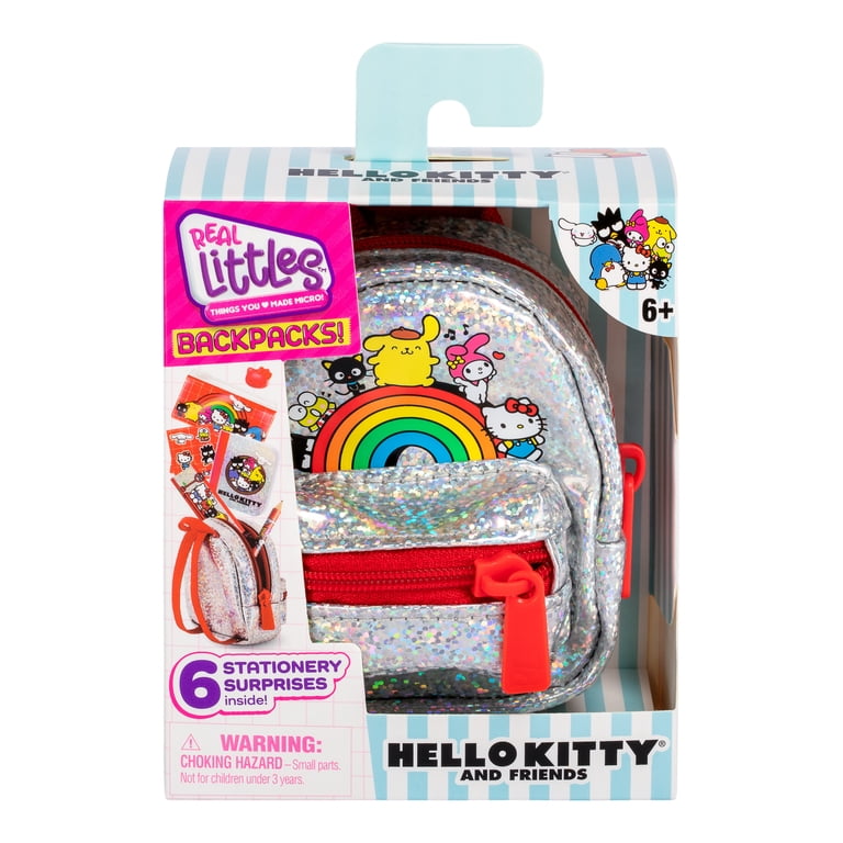 Real Littles Backpacks Hello Kitty and Friends - Hello Kitty and Friends (Plateada con Arcoíris) - Mochila Miniatura 9 cm
