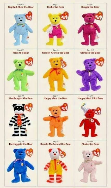 Ty beanie babies McDonald's Happy Meal año 2004 aniversario