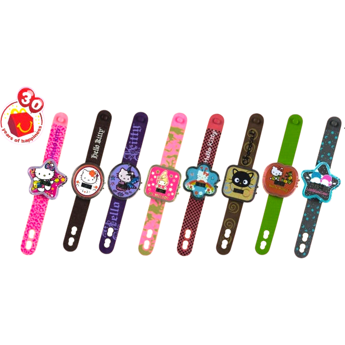 McDonald's Happy Meal Hello Kitty Sanrio año 2008 Reloj Digital diámetro muñeca 18 cms necesitan batería nueva.